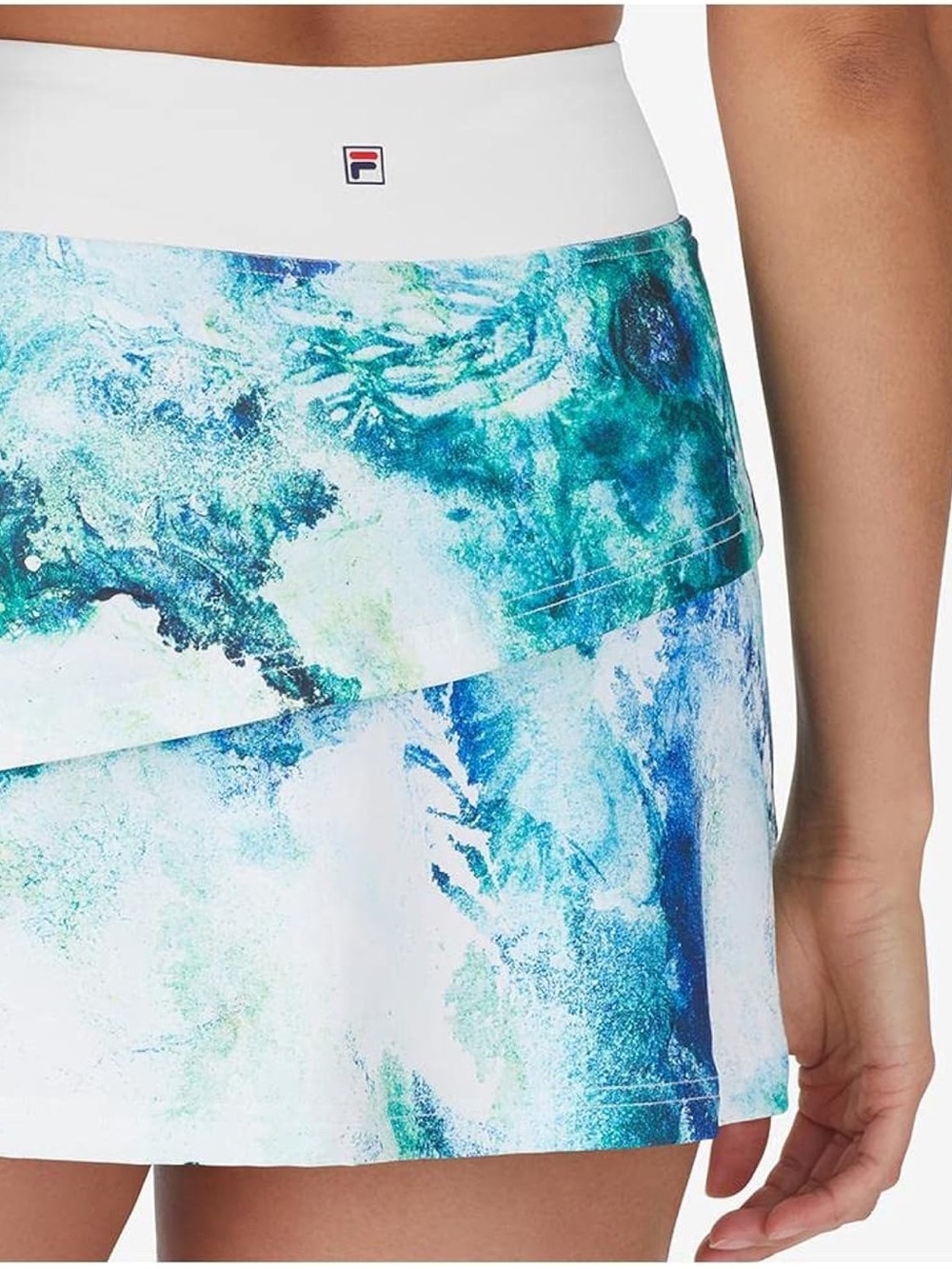 FILA White Waistband Blue Green Abstract Tennis Skirt